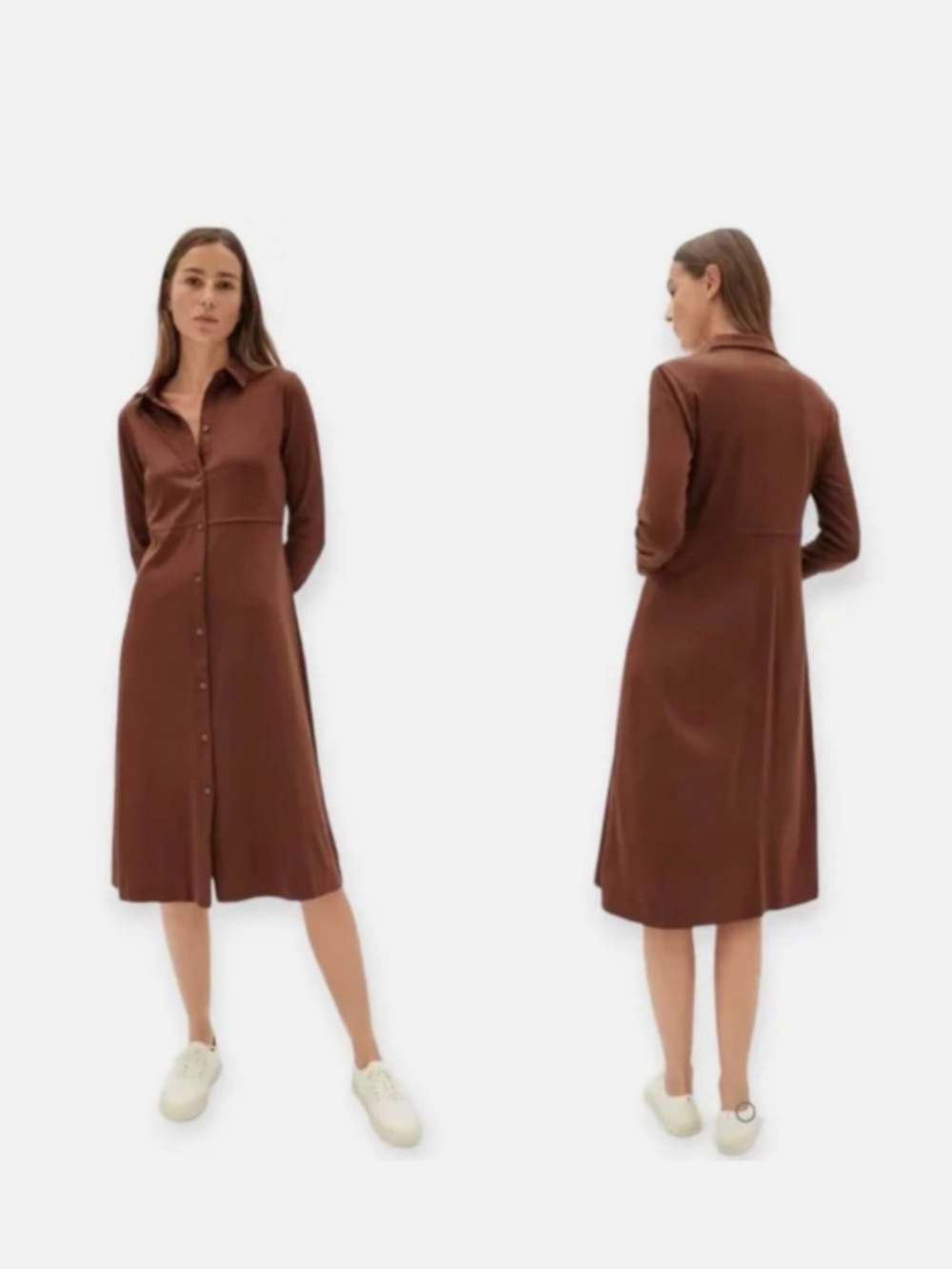 Everlane The Luxe Cotton Shirtdress in Brown